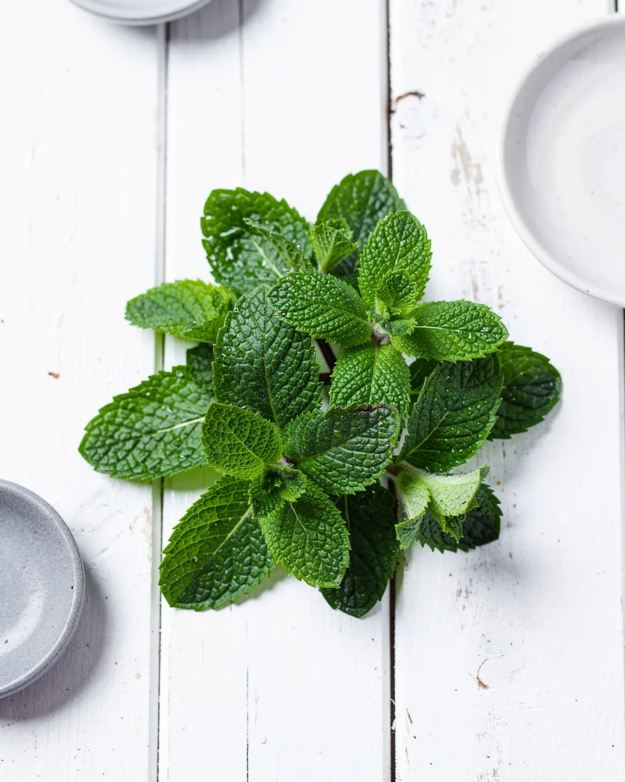 Loose mint leaves, close up