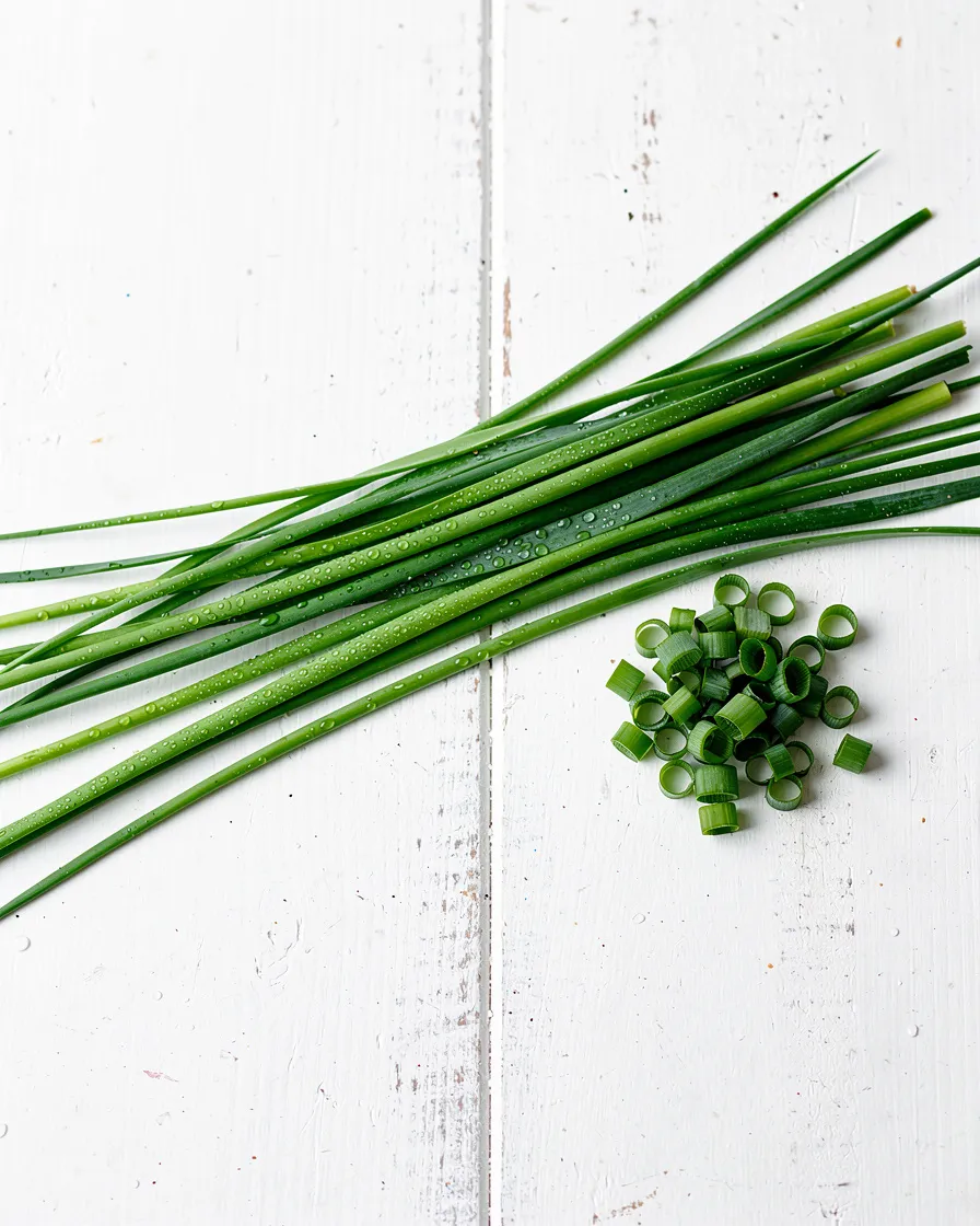 Loose chives leaves, close up
